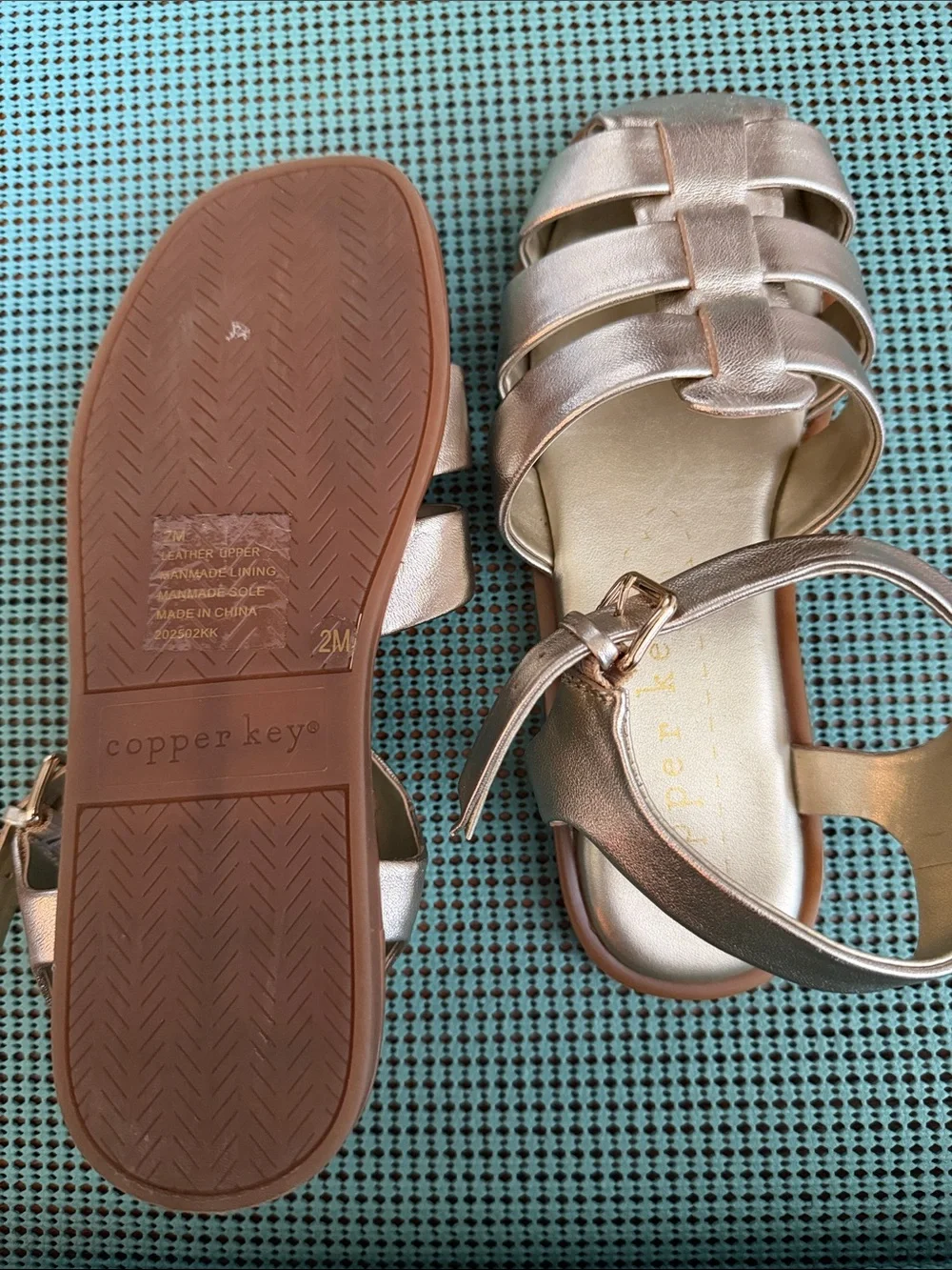 Girls' Metallic Gold Copper Key Sandals